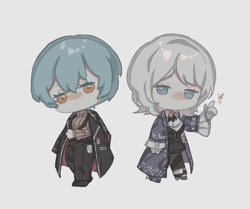 2girls, angela_(project_moon), angela_(project_moon)_(cosplay), ascot, black_coat, black_pants, black_skirt, black_vest