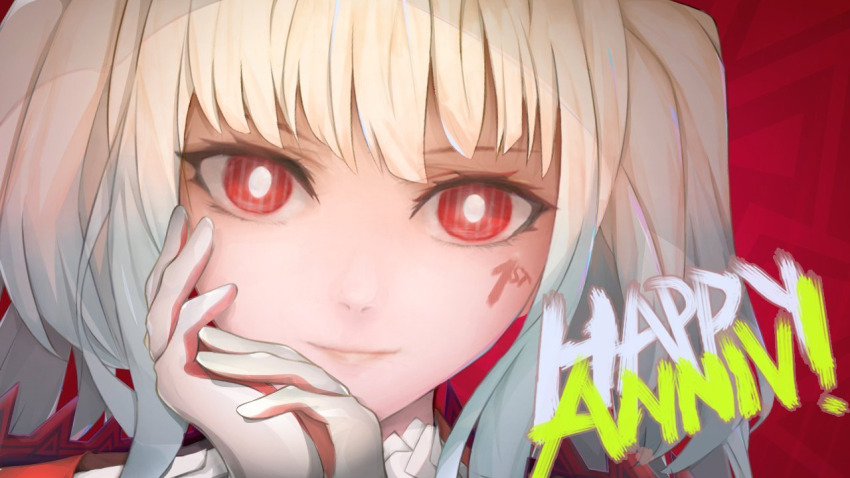 close-up, facepaint, hands_on_own_cheeks, hands_on_own_face, maddiship2, multicolored_hair, phantasy_star, phantasy_star_online_2