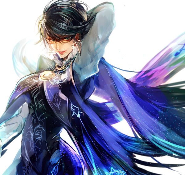 1girl, alternate_costume, alternate_hair_length, alternate_hairstyle, bayonetta, bayonetta_(series), bayonetta_2, black_bodysuit, black_hair, blue_eyes, bodysuit, candy, earrings, eyeshadow, food, glasses, iriya_(lonesome), jewelry, lollipop, looking_at_viewer, makeup, mature_female, medium_hair, mole, mole_under_mouth, official_alternate_hairstyle, short_hair, solo, triangle_earrings