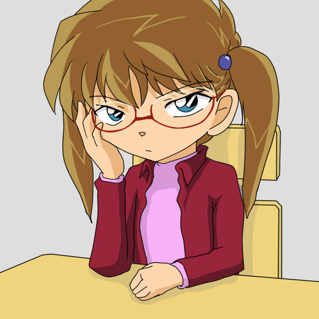 brown_hair, glasses, haibara_ai, higashio_maria, meitantei_conan