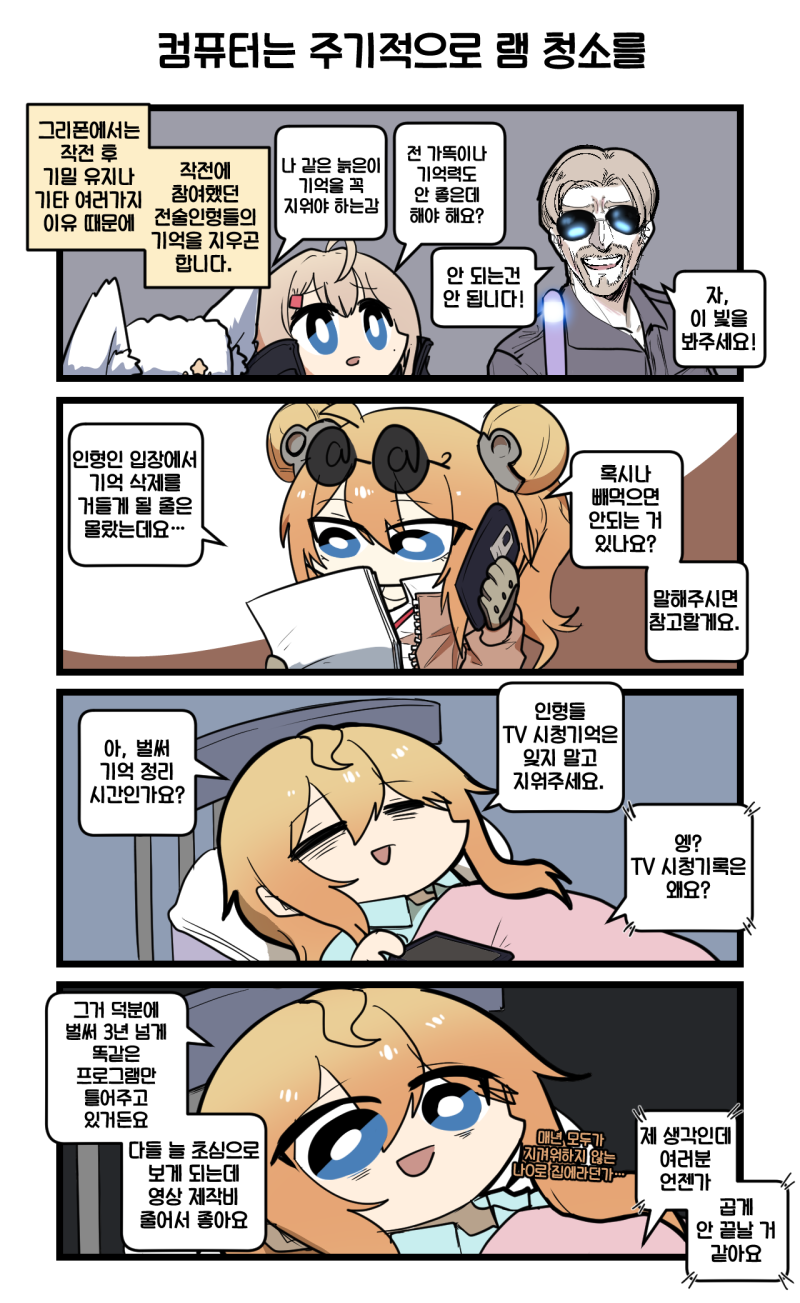 1boy, 4girls, 4koma, =_=, @_(symbol), @_@, acr_(girls'_frontline), ahoge