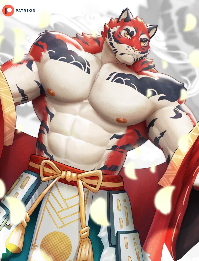 1boy, abs, bara, bare_pectorals, crave_saga, furry, furry_male, highres