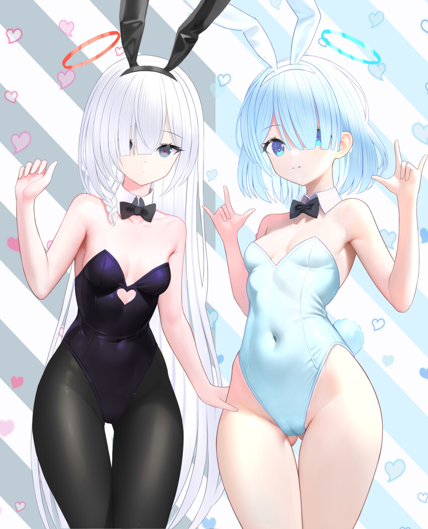 absurdres, animal_ears, arona_(blue_archive), black_bow, black_bowtie, black_eyes, black_leotard, black_pantyhose