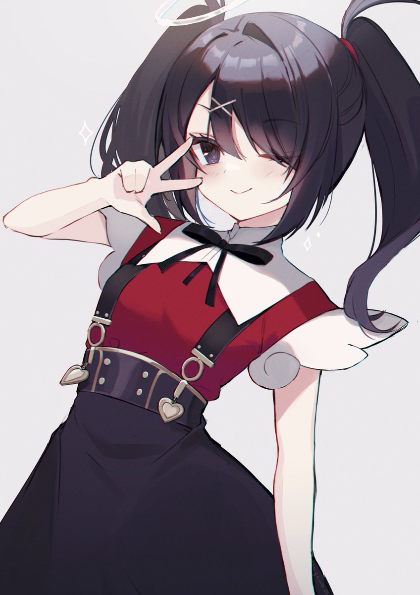 1girl, ame-chan_(needy_girl_overdose), asagawa_mikan, black_eyes, black_hair, black_ribbon, black_skirt, collar