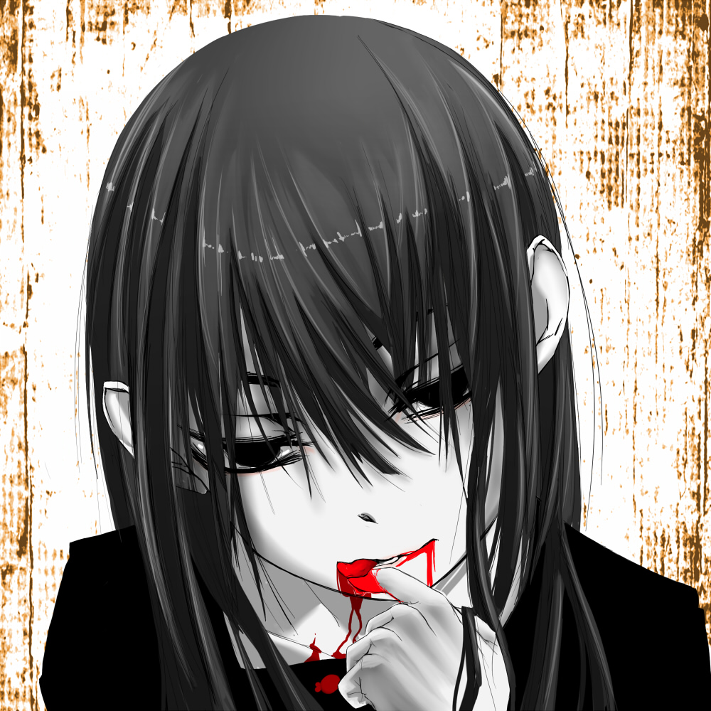 1girl, black_eyes, black_hair, blood, female_focus, gamma_ray_burst, hagoromo_gitsune, long_hair