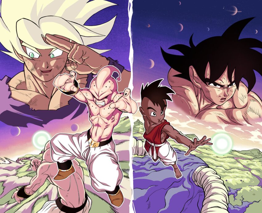 black_hair, dragon_ball, energy, genki_dama, highres, kid_buu, majin_buu, moro_(dragon_ball)