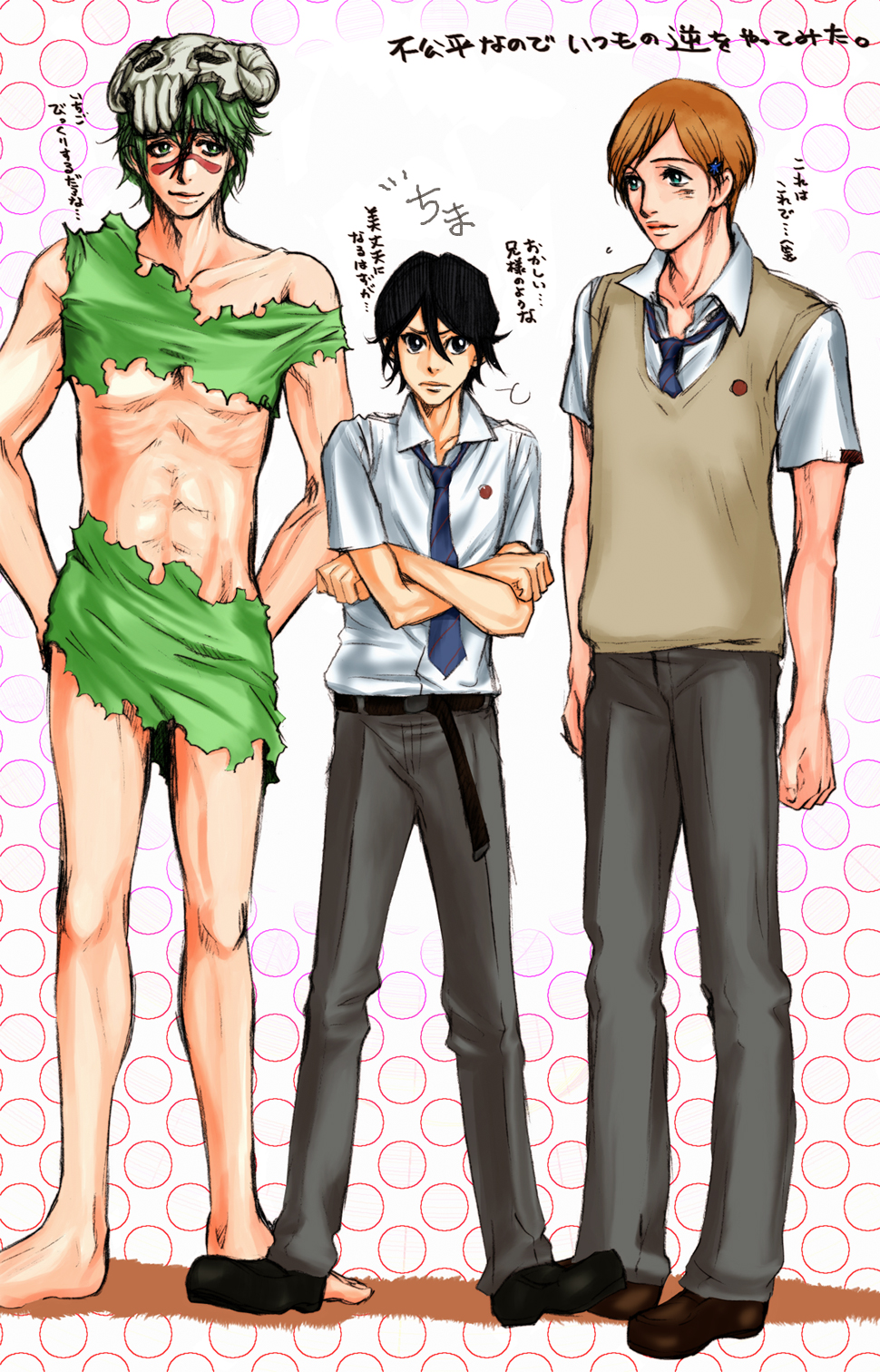 3boys, bleach, gekkousha, gender_request, genderswap, highres, inoue_orihime, kuchiki_rukia