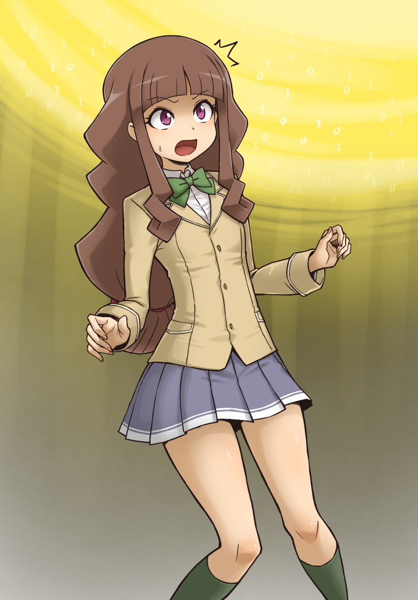 1girl, absurdres, breasts, brown_hair, digimon, digimon_ghost_game, highres, long_hair