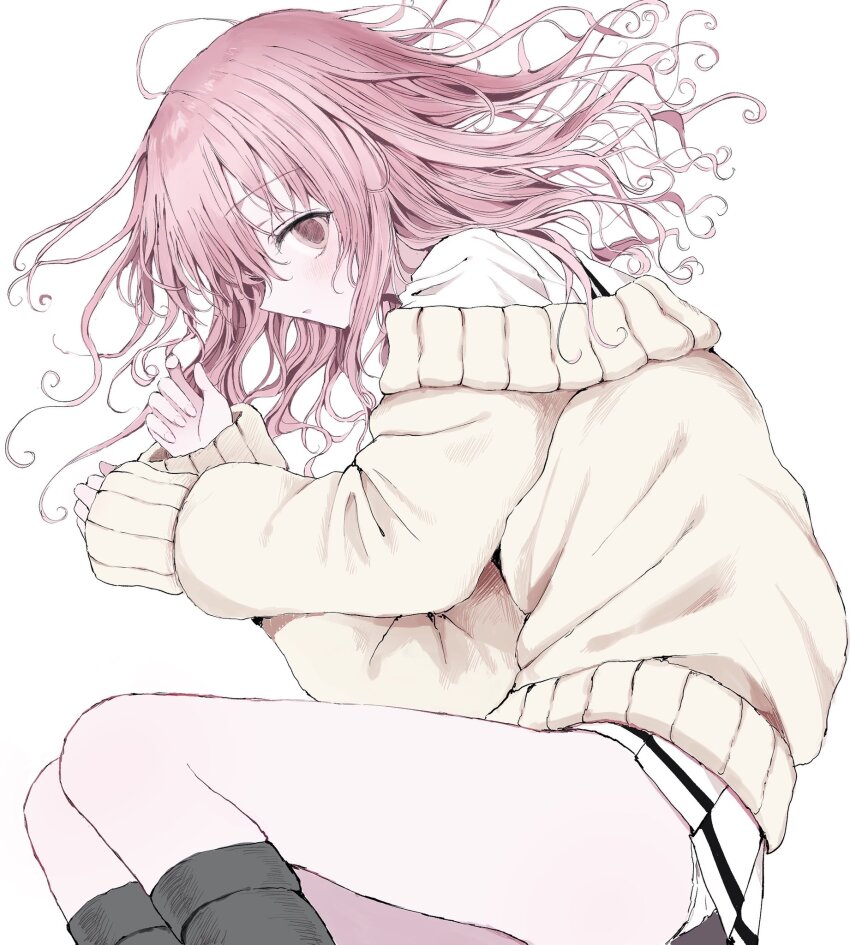 1girl, ahoge, black_socks, cardigan, empty_eyes, expressionless, highres, kimi_to_kanojo_to_kanojo_no_koi.