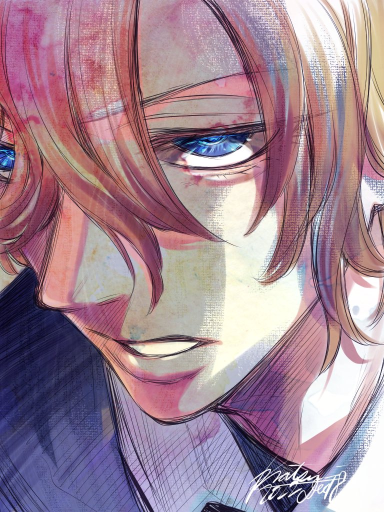 1boy, blue_eyes, close-up, higurashi_no_naku_koro_ni, higurashi_no_naku_koro_ni_rei, male_focus, natsumi_kei, orange_hair