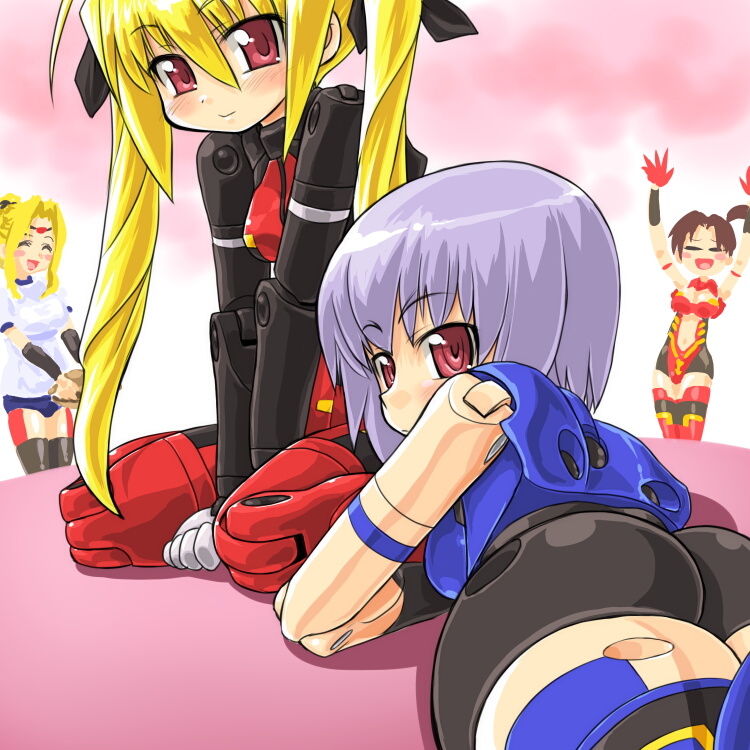 10s, ass, bad_id, bad_pixiv_id, blonde_hair, blue_hair, busou_shinki, dd_(ijigendd)