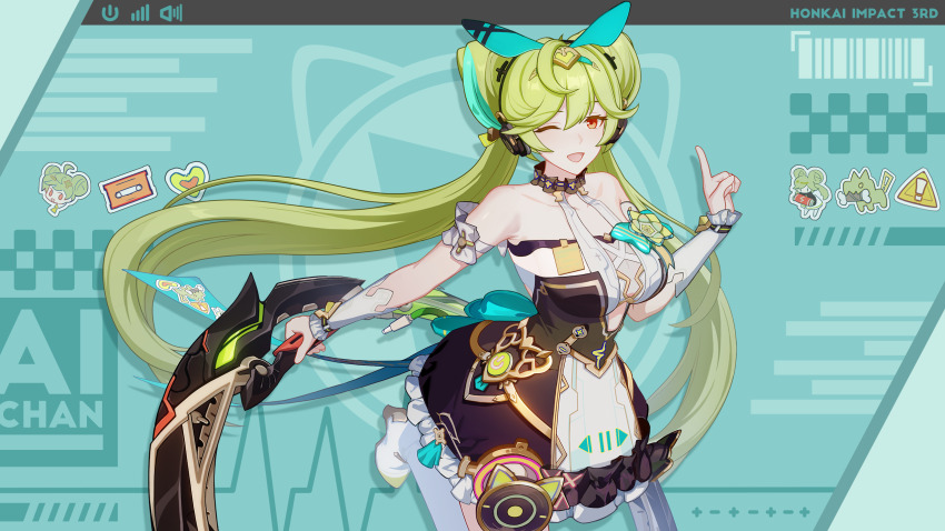 1girl, ai-chan_(honkai_impact), ai_hyperion_lambda, ai_hyperion_lambda_(chrono_navi), ai_hyperion_lambda_(leisurely_melody), bare_shoulders, breasts, character_name