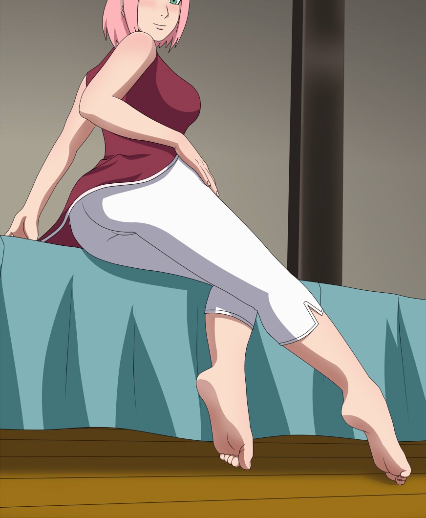 1girl, arekusanderu, bed, blush, boruto:_naruto_next_generations, feet, female_focus, green_eyes