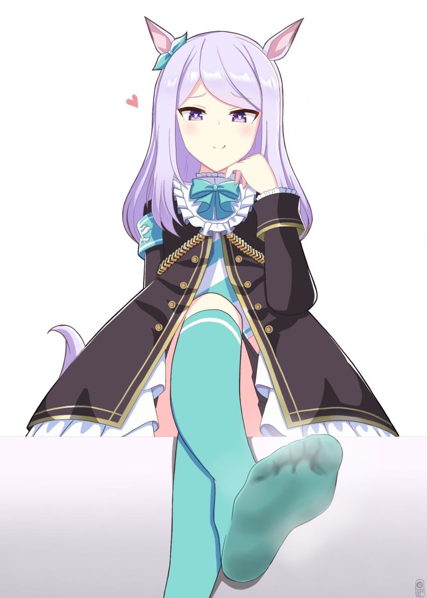 1girl, animal_ears, artist_logo, black_dress, blue_socks, bow, dress, ear_bow