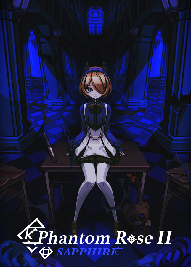 1girl, :|, animal_ears, aria_(phantom_rose), arms_at_sides, ascot, black_ascot, black_skirt