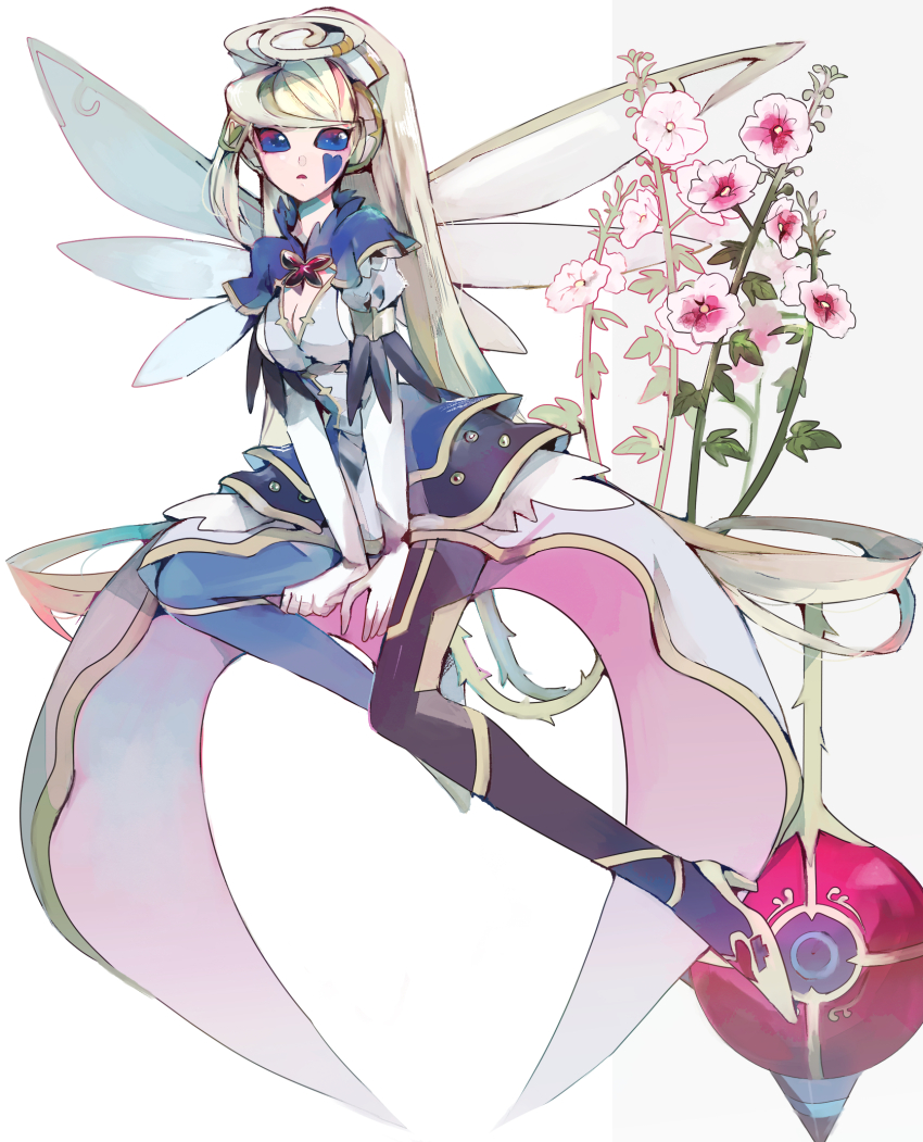 1girl, blonde_hair, blue_eyes, breasts, cleavage, cleavage_cutout, clothing_cutout, dress