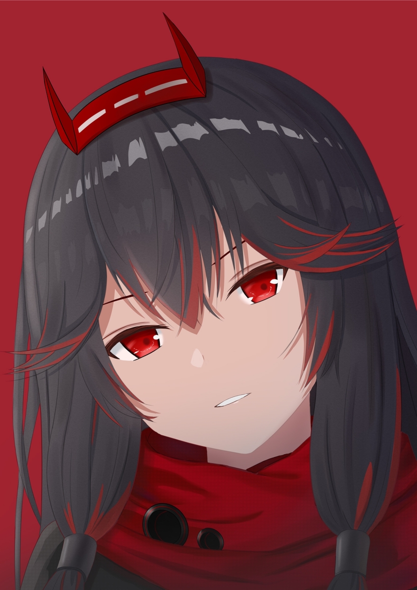 1girl, black_hair, hair_between_eyes, highres, long_hair, lucia_(pgr), multicolored_hair, punishing:_gray_raven