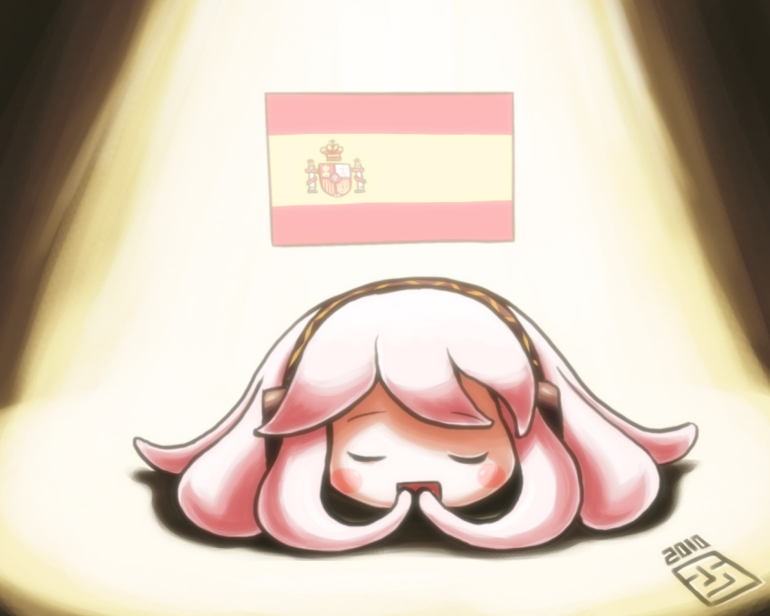 2010_fifa_world_cup, flag, megurine_luka, parody, paul_the_octopus, shousa_(@shton), spain, spanish_flag