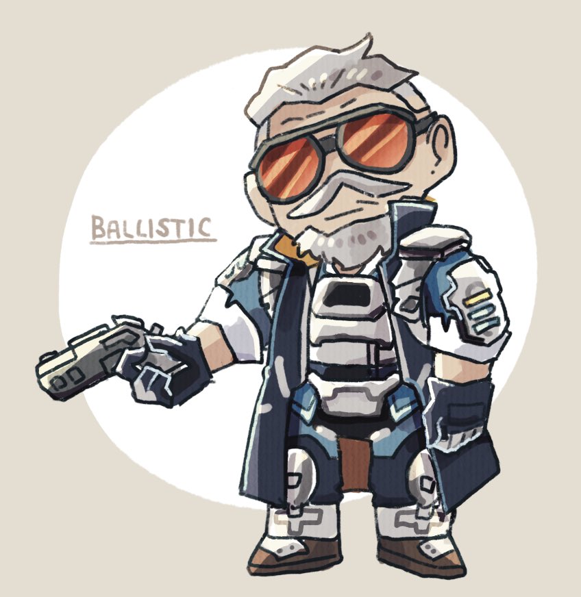 1boy, andonkurage, apex_legends, ballistic_(apex_legends), beard, black_gloves, black_jacket, blue_pants