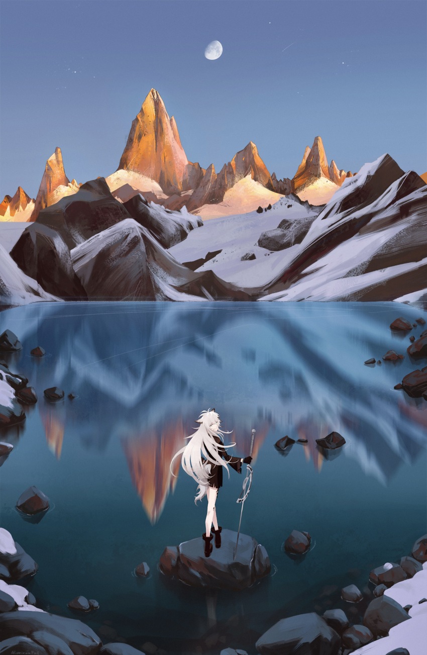 1girl, absurdres, animal_ears, arknights, black_boots, black_gloves, black_jacket, blue_eyes