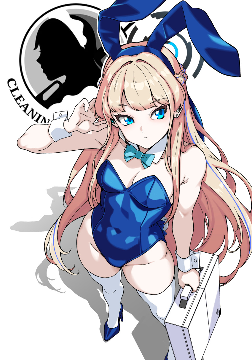 1girl, absurdres, alternate_costume, animal_ears, blonde_hair, blue_archive, blue_bow, blue_bowtie