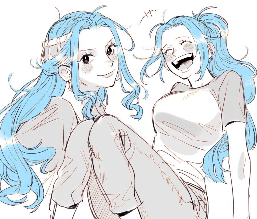 1girl, blue_hair, blush, chanko_neru, closed_eyes, earrings, eyelashes, headgear