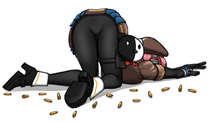 1girl, ammunition, armor-piercing_ammunition, beret, breasts, bullet, cheeta_(girls'_frontline_2), fallen_down