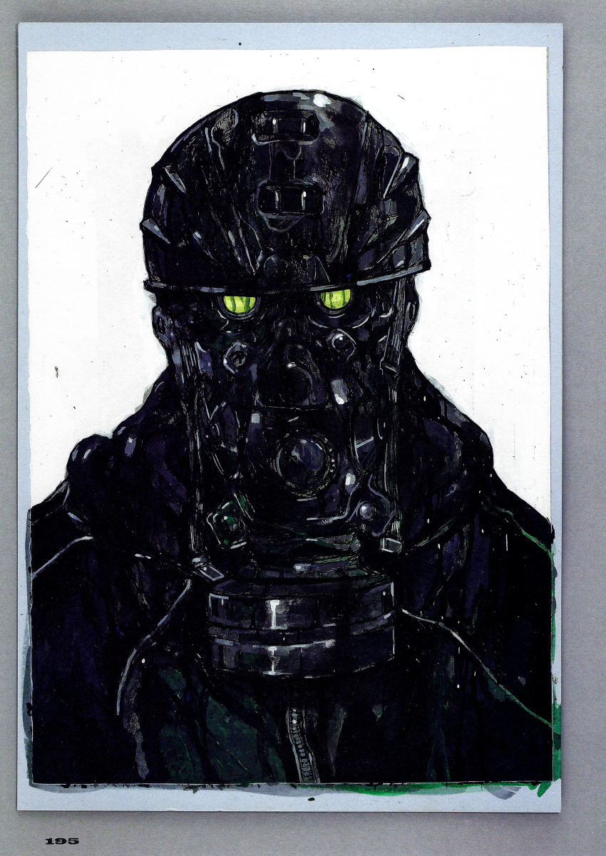 1boy, absurdres, aikawa_(dorohedoro), black_jacket, dorohedoro, gas_mask, green_eyes, highres