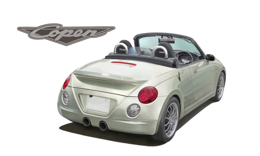 absurdres, asai_takashi, car, convertible, daihatsu, daihatsu_copen, highres, logo