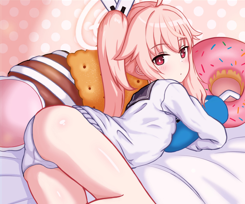 1girl, ass, blue_archive, blush, cardigan, closed_mouth, commentary, crotch_seam