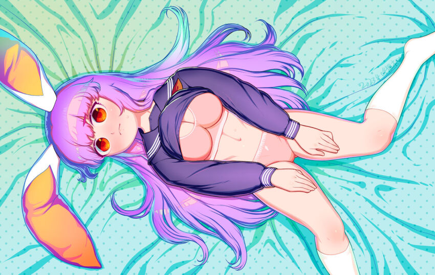 1girl, alternate_costume, animal_ears, black_sailor_collar, black_serafuku, black_shirt, blush, bra