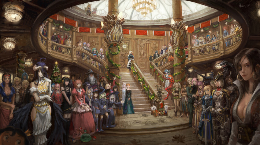 6+boys, 6+girls, :3, absolutely_everyone, absurdres, adelina_esperanza, ahoge, albedo_(overlord), alice_liddell_(american_mcgee's_alice), american_mcgee's_alice, android_18, anna_(frozen), annie_leonhart, annotation_request, anya_(spy_x_family), arcane:_league_of_legends, armor, armored_skirt, arthur_fleck, artoria_pendragon_(fate), assassin_(ragnarok_online), ayanami_rei, bandages, bandana, batman_(series), black_dress, black_footwear, black_hair, black_robe, blazer, blonde_hair, blue_dress, blue_eyes, blue_hair, blue_shirt, bodysuit, bojji, boots, breastplate, breasts, brown_capelet, brown_dress, brown_eyes, brown_hair, brown_jacket, brown_vest, buttons, capelet, cat_(nyanko_daisensou), chainsaw_man, chandelier, character_request, city_hunter, cleavage, clock, closed_mouth, clothing_cutout, collarbone, commentary, copyright_request, crayon_shin-chan, cropped_jacket, crossover, crown, cyberpunk:_edgerunners, cyberpunk_(series), dagger, daiei_film, darling_in_the_franxx, dc_comics, diana_cavendish, disney, dome, dragon_ball, dragonball_z, dress, earrings, eboshi, elaina_(majo_no_tabitabi), elsa_(frozen), elvafirst, english_commentary, everyone, eyepatch, eyes_visible_through_hair, eyewear_on_head, fate/stay_night, fate_(series), feet_out_of_frame, figure, formal_clothes, frozen_(disney), full_body, gamera, gamera_(series), gamera_3:_revenge_of_iris, gandalf, gawr_gura, girls_und_panzer, gloves, godzilla, godzilla_(series), gold_hairband, grace_bernelli, granado_espada, green_eyes, green_hair, green_jacket, green_pants, gun, gundam, hair_between_eyes, hair_ornament, hair_over_one_eye, hairband, hairpods, handgun, hat, heart, highres, himeno_(chainsaw_man), hip_vent, holding, holding_dagger, holding_gun, holding_knife, holding_staff, holding_weapon, hololive, hololive_english, hoop_earrings, horns, indoors, inoue_takina, jack_sparrow, jacket, jewelry, jinx_(league_of_legends), joker_(2019), juliet_sleeves, kadokawa, kagari_atsuko, kaiju, kanna_kamui, kate_(shadows_house), kaze_no_tani_no_nausicaa, kitagawa_marin, knife, knight_(ragnarok_online), kobayashi-san_chi_no_maidragon, krista_lenz, kushana, lamp, large_breasts, league_of_legends, little_witch_academia, long_bangs, long_hair, long_sleeves, looking_at_viewer, lucy_(cyberpunk), lycoris_recoil, mahou_shoujo_madoka_magica, mahou_shoujo_madoka_magica_(anime), majo_no_tabitabi, makima_(chainsaw_man), mask, master_ball, mecha_pilot_suit, medium_hair, mickey_mouse, mickey_mouse_&amp;_friends, midriff, military, military_vehicle, mobile_suit_gundam, mononoke_hime, motor_vehicle, mouth_mask, multicolored_hair, multiple_boys, multiple_crossover, multiple_girls, nausicaa, navel, nico_robin, nico_robin_(post-timeskip), nico_robin_(return_to_sabaody), ninja_mask, nintendo, nishikigi_chisato, nishizumi_miho, nohara_shinnosuke, nyanko_daisensou, one_piece, one_piece_film:_red, ooarai_military_uniform, open_mouth, orange_eyes, orange_hair, orange_vest, original, ousama_ranking, overlord_(maruyama), pants, panzer_iv, partially_annotated, pink_hair, pink_skirt, pirates_of_the_caribbean, planted, planted_sword, planted_weapon, plugsuit_(evangelion), pochita_(chainsaw_man), poke_ball, pokemon, poporing, poring, power_(chainsaw_man), puffy_sleeves, purple_hair, purple_jacket, ragnarok_online, ram_(re:zero), raphtalia, re:zero_kara_hajimeru_isekai_seikatsu, rebecca_(cyberpunk), red_bodysuit, red_dress, red_hair, red_horns, red_jacket, rem_(re:zero), robe, saber_(fate), saeba_ryou, san_(mononoke_hime), sarong, shadows_house, shingeki_no_kyojin, shirt, short-sleeved_jacket, short_bangs, short_hair, short_sleeves, sidelocks, skirt, slime_(creature), smile, sono_bisque_doll_wa_koi_wo_suru, souryuu_asuka_langley, split-color_hair, spoken_heart, spy_x_family, staff, stairs, statue, sucy_manbavaran, suit, sunglasses, sword, swordsman_(ragnarok_online), tank, tate_no_yuusha_no_nariagari, the_dark_knight, the_joker, the_lord_of_the_rings, thief_(ragnarok_online), thigh_boots, titanic_(movie), toho, tohru_(maidragon), tolkien's_legendarium, tomoe_mami, tomoe_mami_(magical_girl), twilight_(spy_x_family), uta_(one_piece), vest, violet_evergarden, violet_evergarden_(series), virtual_youtuber, vivy, vivy:_fluorite_eye's_song, waving, wavy_hair, weapon, white_bodysuit, white_dress, white_gloves, white_shirt, wickebine_tres, witch_hat, wreath, yor_briar, zaku_ii, zero_two_(darling_in_the_franxx)