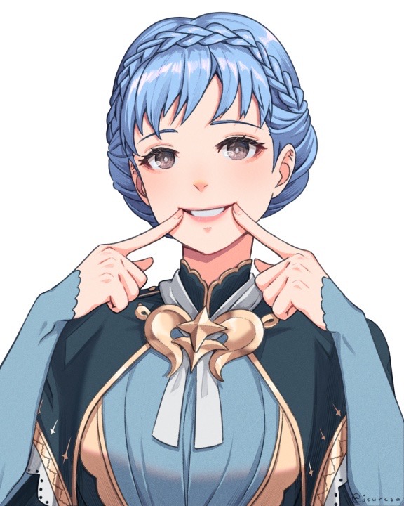 1girl, aequorine, artist_name, blue_hair, braid, crown_braid, female_focus, fire_emblem