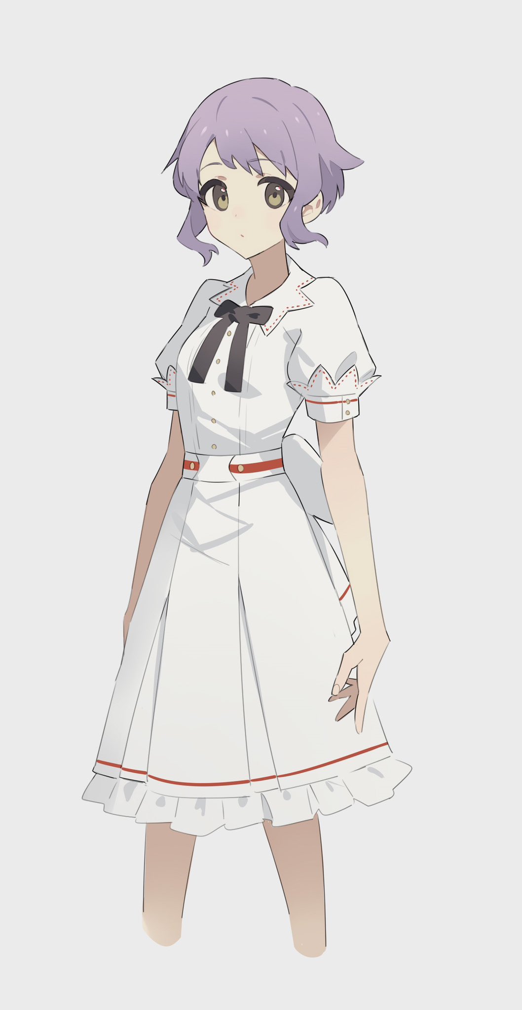 1girl, back_bow, black_bow, black_bowtie, bow, bowtie, breasts, buttons