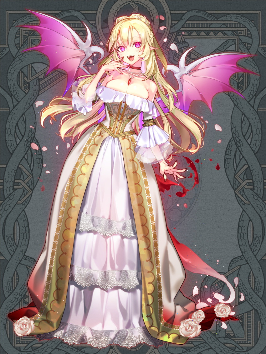 1girl, blonde_hair, braid, breasts, choker, cleavage, dairoku_ryouhei, dress