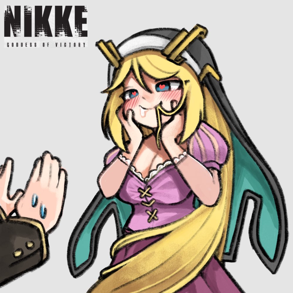 1boy, 1girl, blonde_hair, blue_eyes, blush, breasts, cleavage, closed_mouth