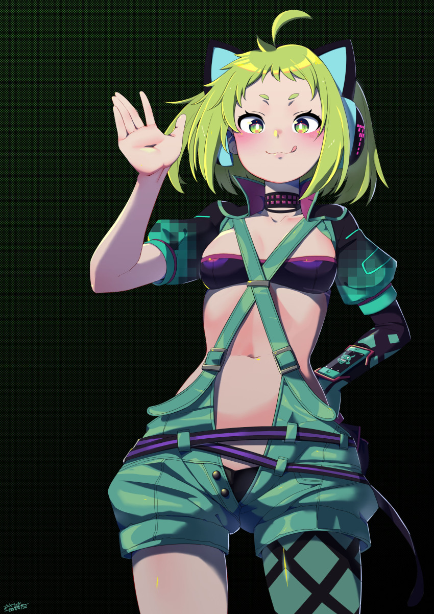 1girl, :3, :q, absurdres, ahoge, akita_kang, animal_ear_headphones, animal_ears