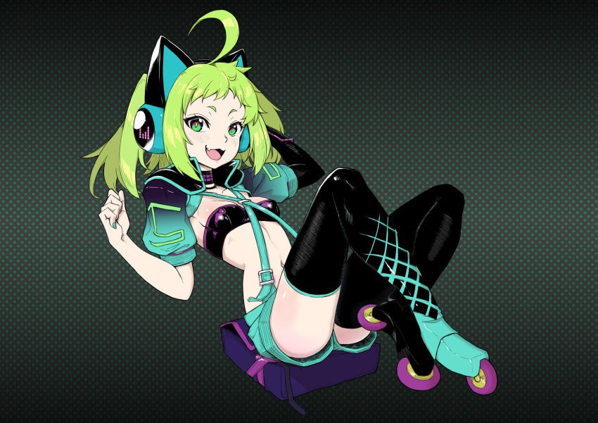 1girl, :3, absurdres, ahoge, akita_kang, animal_ear_headphones, animal_ears, antenna_(dohna_dohna)