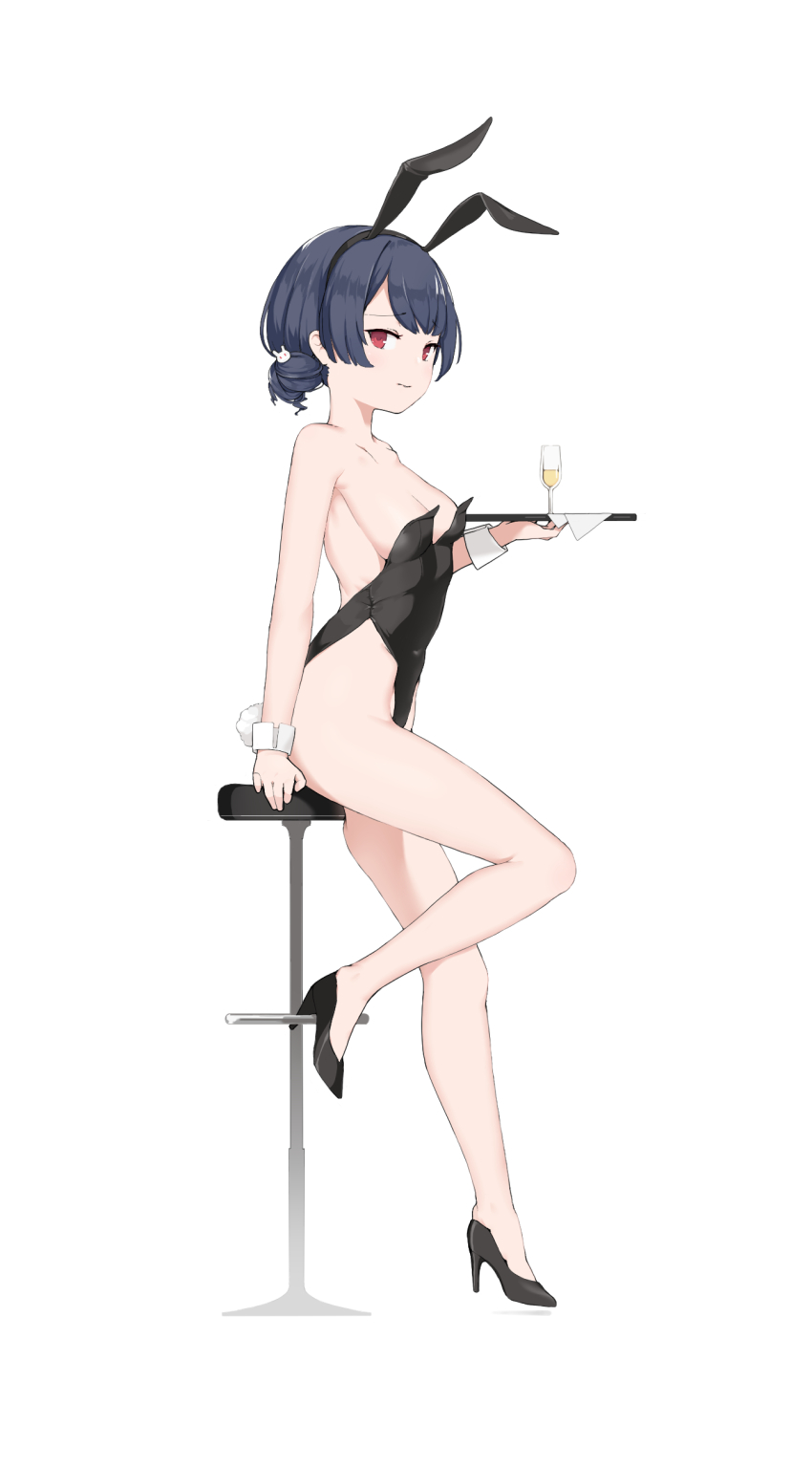 1girl, absurdres, alternate_costume, animal_ears, bare_legs, bare_shoulders, black_footwear, black_hairband
