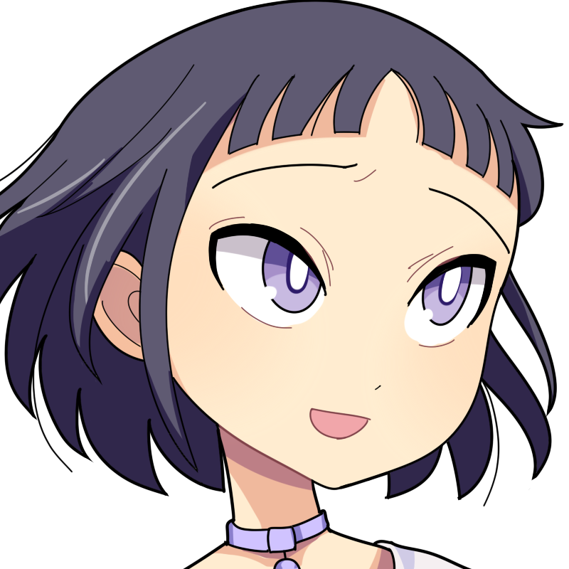 1girl, black_hair, blunt_bangs, blush, bright_pupils, choker, commentary_request, hospital_king