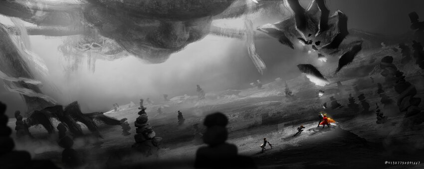 1girl, 1other, 3boys, arthropod_limbs, black_hair, black_pants, coat, dante_(limbus_company)