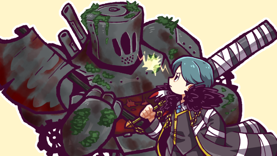 1boy, axe, black_coat, black_eyes, black_pants, black_vest, blood, blood_on_axe