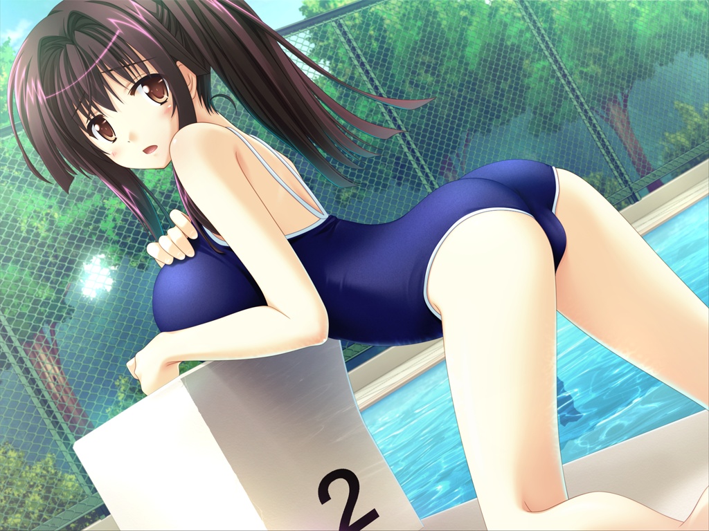 1girl, breasts, cameltoe, circus_(studio), female_focus, from_behind, large_breasts, legs