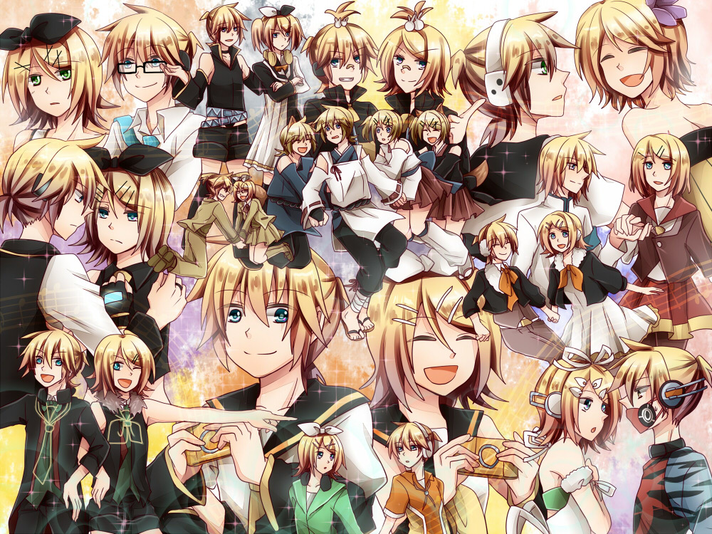 1boy, 1girl, asymmetry_l_(module), asymmetry_r_(module), kagamine_len_(bad_boy), belt, kagamine_rin_(black_star), blazer