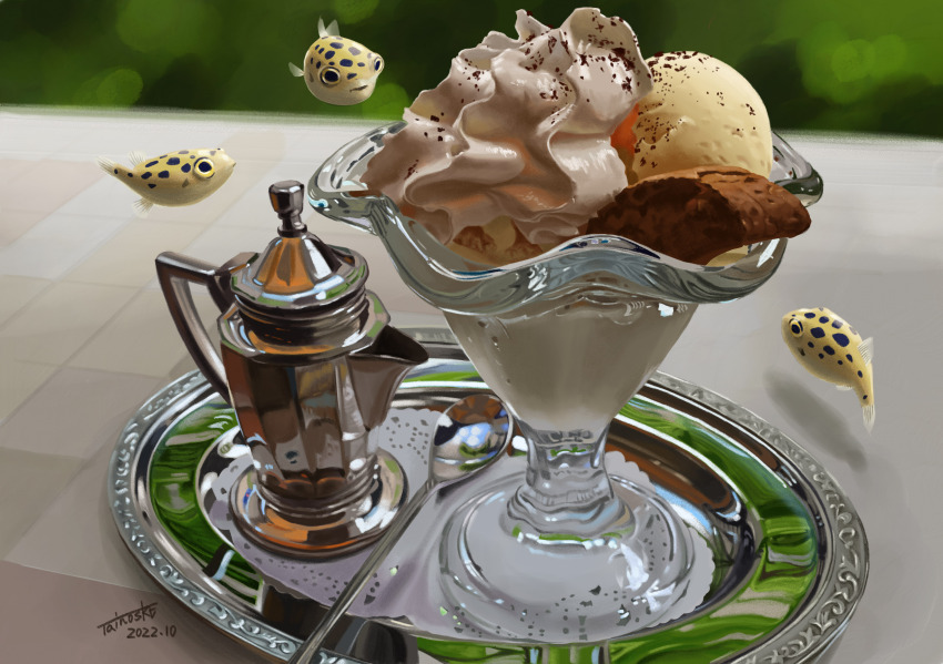 absurdres, affogato, dated, fish, food, food_focus, highres, ice_cream