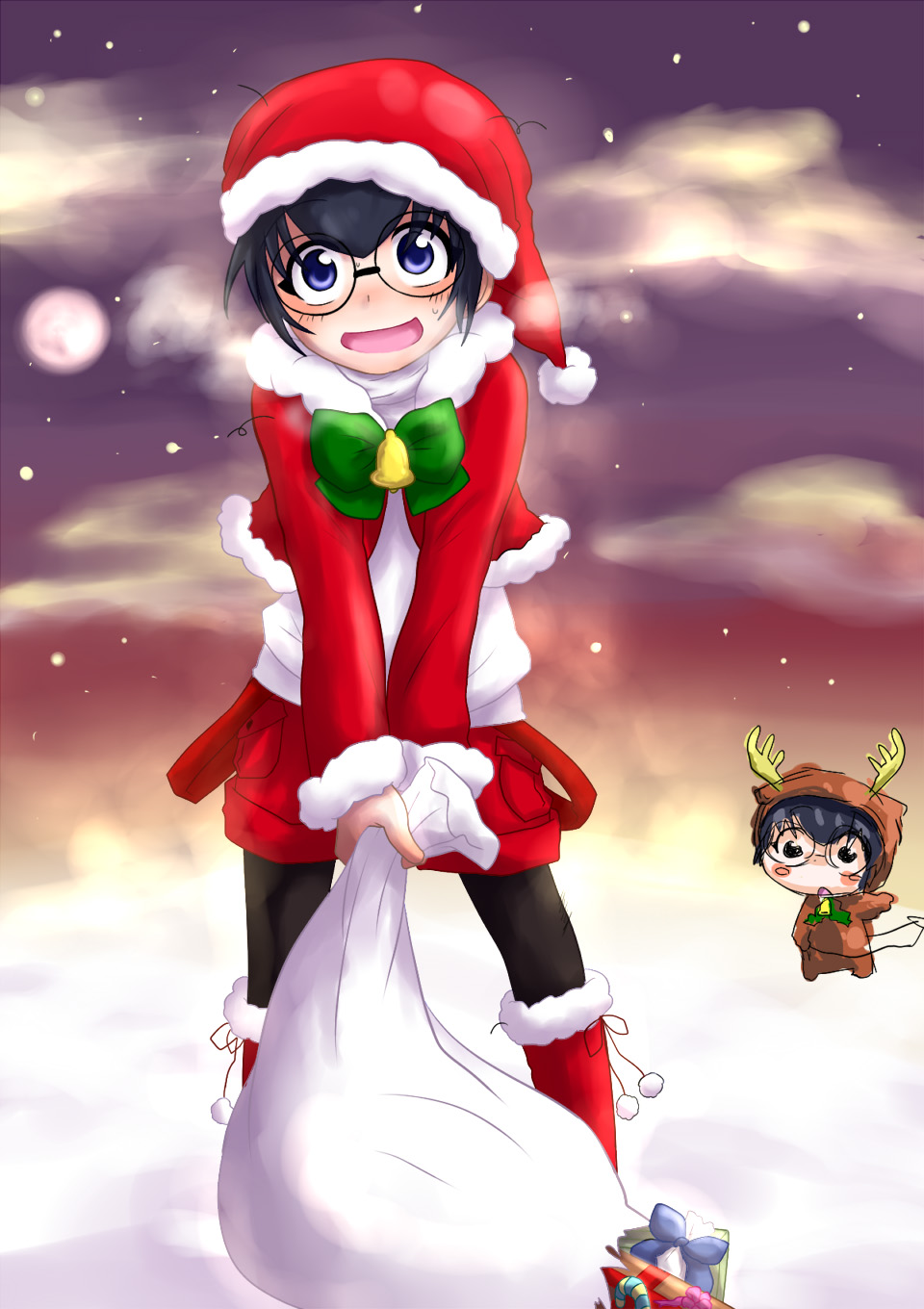 black_hair, glasses, highres, hondou_eisuke, meitantei_conan, santa_costume