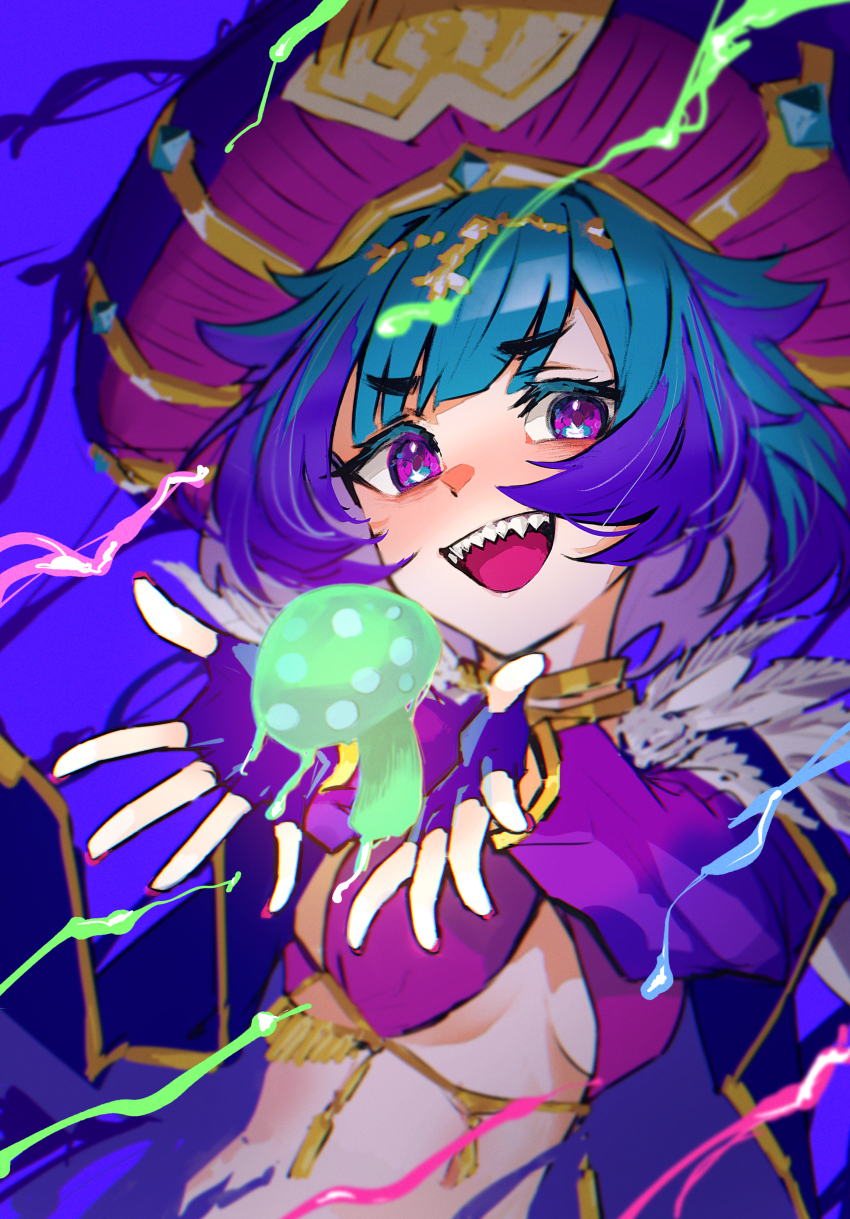 1girl, absurdres, blue_background, blue_cape, cape, e_ixion, fate/grand_order, fate_(series)