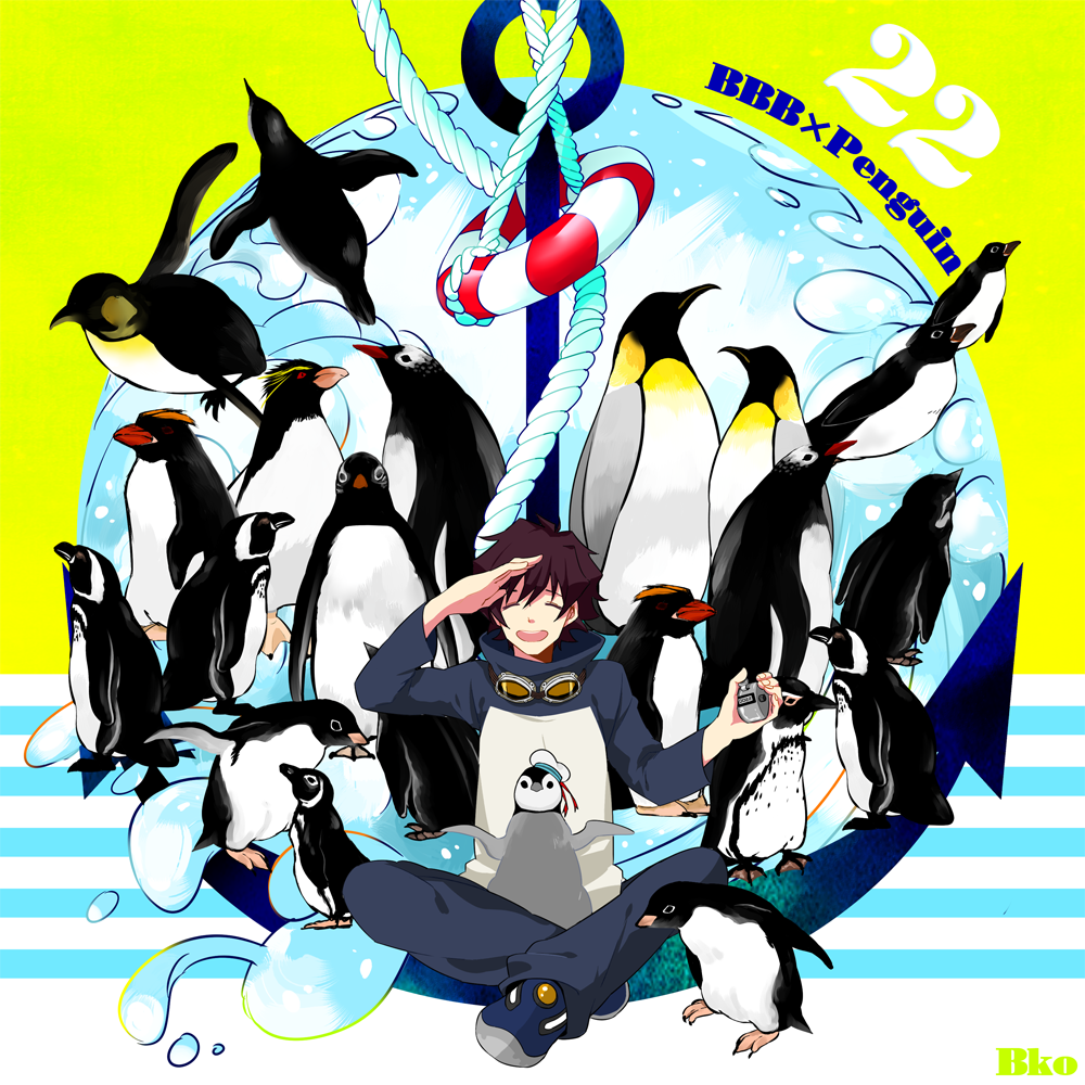 1boy, adelie_penguin, african_penguin, anchor, animal, b-ko_(1214920), baby_animal, bird