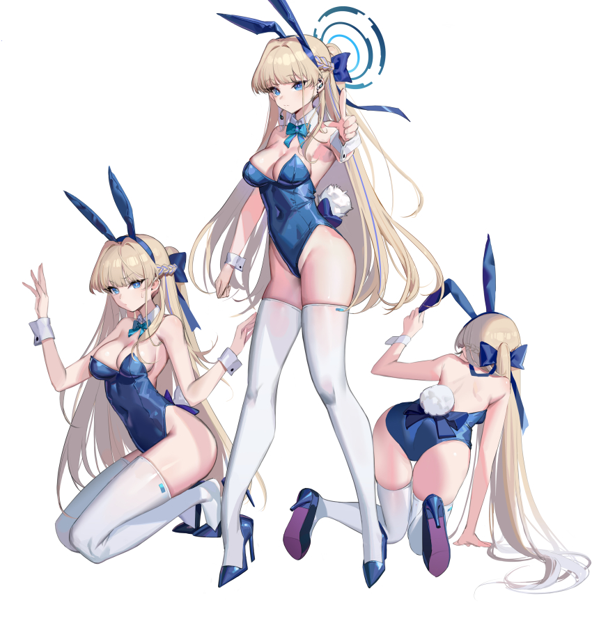 1girl, absurdres, all_fours, animal_ears, ass, bare_back, bare_shoulders, blonde_hair