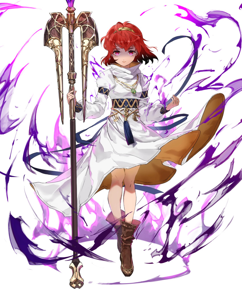 1girl, ankle_boots, aura, boots, dark_aura, detached_sleeves, dress, fire_emblem